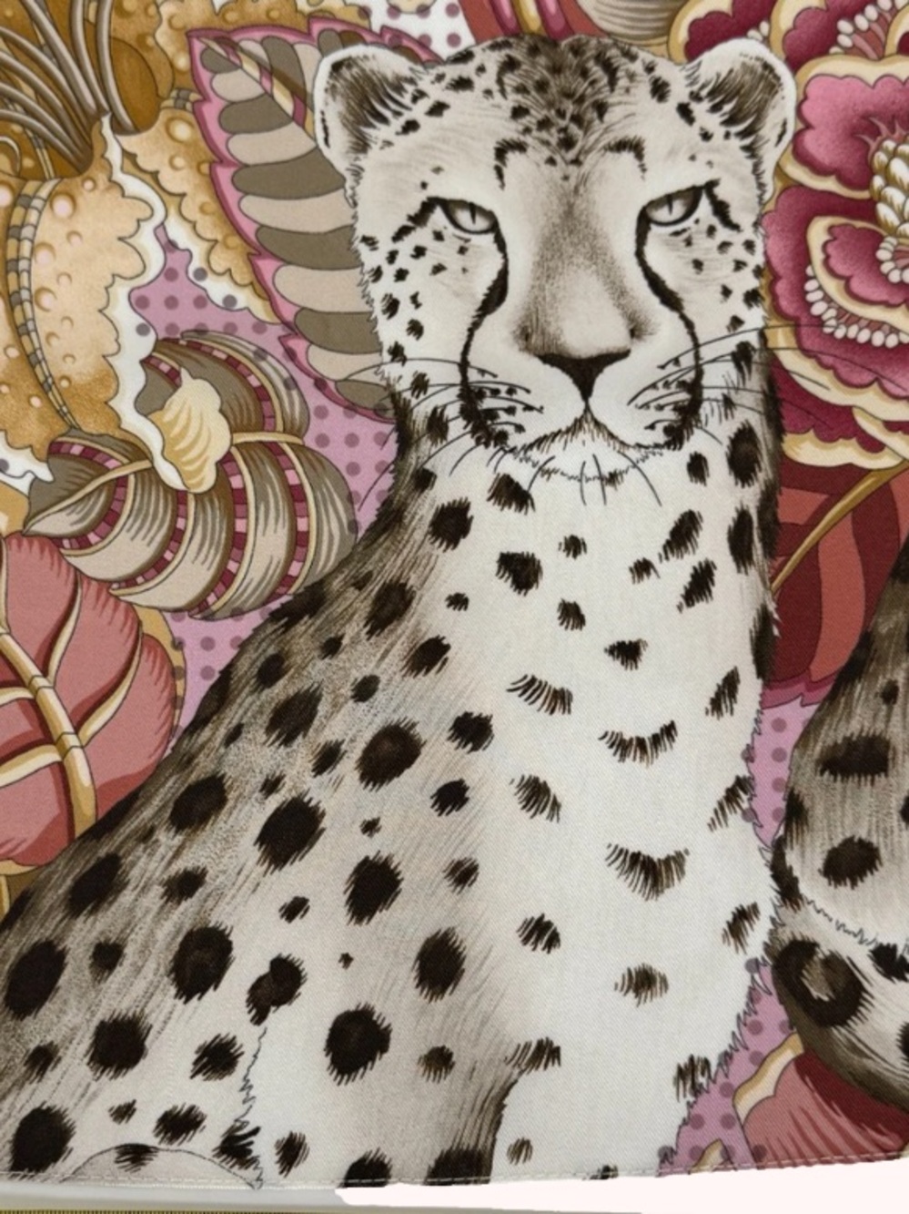 Vintage Ferragamo Silk Cheetah Floral Pocket Square Scarf Made in Italy - Picture 1 of 8